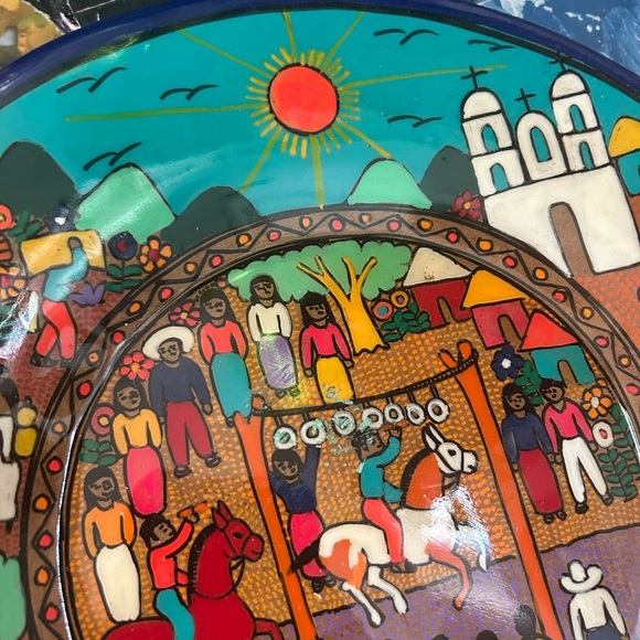 Mexican Painted Plate 10” Plate Dish  Art Hanging Wall Art - Picture 12 of 16
